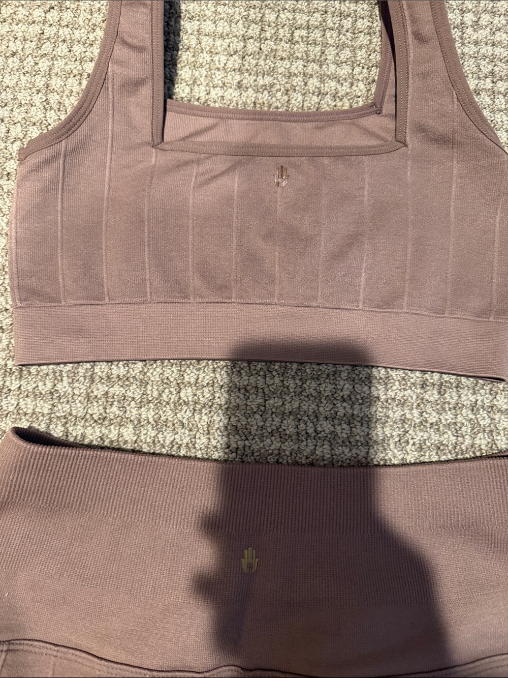 Spiritual Gangster Mauve Ribbed Bike Shorts Set - Picture 5 of 5